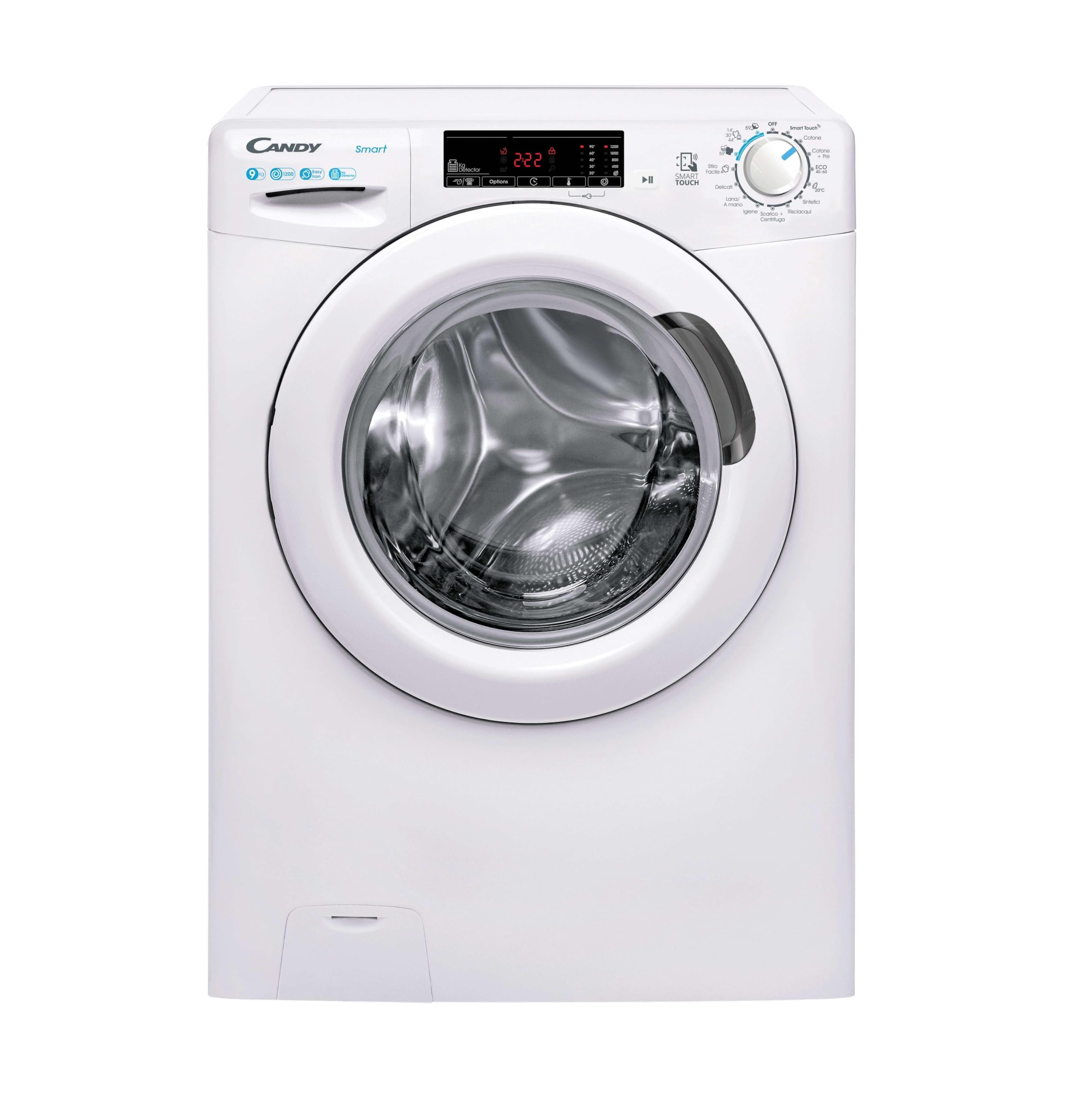 Candy Smart Lavatrice a Carica Frontale, 9 kg, 1200 Giri, Classe B, Connettività NFC, 16 Programmi, Cicli Rapidi, 60 x 52 x 85 cm, Bianca - CSS 129TW4-​11