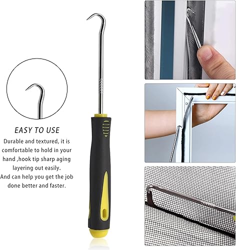 Miniatura 5 de BAYTORY Herramienta de pantalla de 3 piezas, herramienta de rodillo estriado para ventana con mango de madera y ruedas de rodamiento de nailon, kit