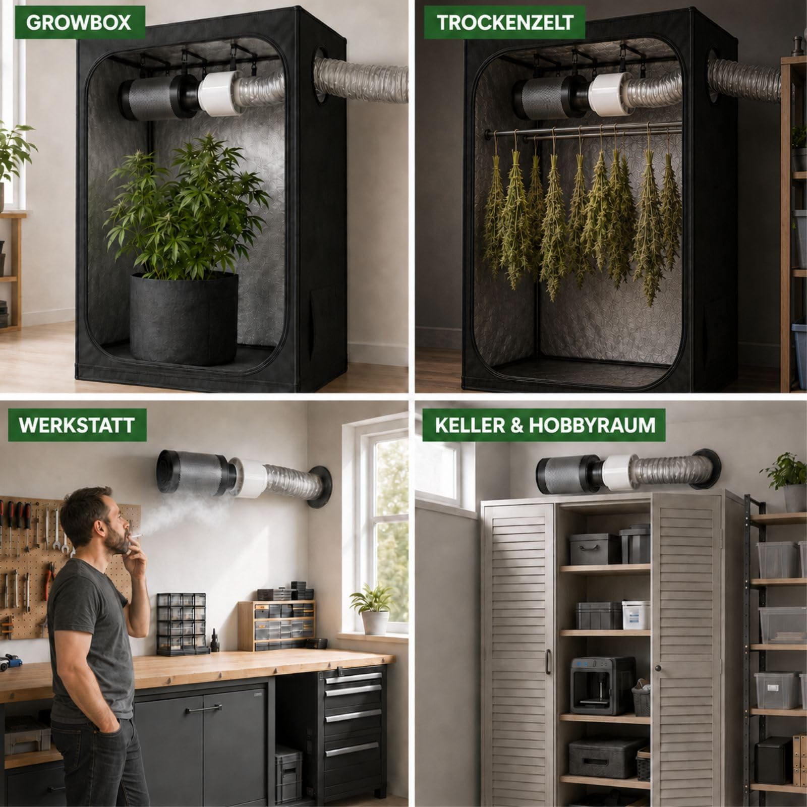 Weedness ECO Zestaw Ekstrakcji 305 m3/h 150 mm Flansza System Wentylacji do Uprawy Wewnętrznej Filtr Węglowy Wentylator Duct Growbox