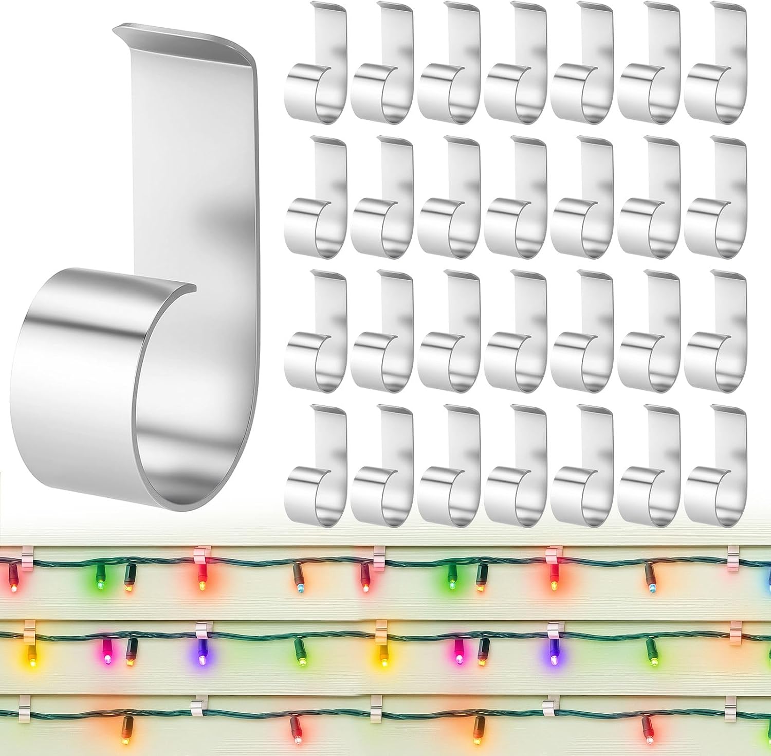 Yookeer 100 Pcs Vinyl Siding Hooks Christmas Light Clips Heavy Duty Patio Decor Stainless Steel Siding Clips Hangers No-Hole Patio Light Hooks for Hanging Outdoor Christmas Holiday Wreath Decorations