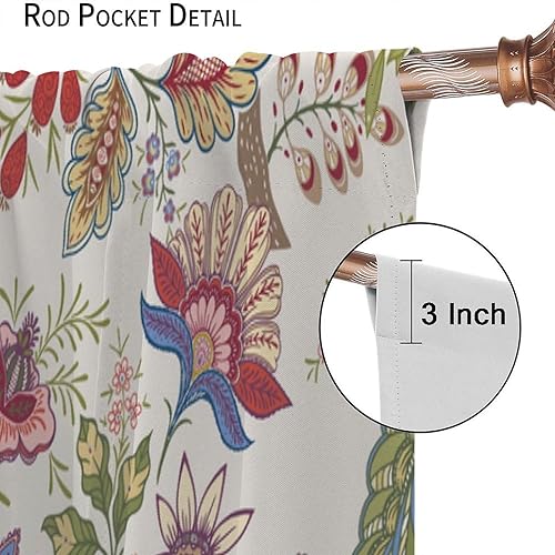 Miniatura 97 de Retro 70s Floral Blackout Window Curtains, Watercolor Flower Plant Rustic Modern Style Pattern Window Drapes, for Bedroom Living Room 42x45in 2