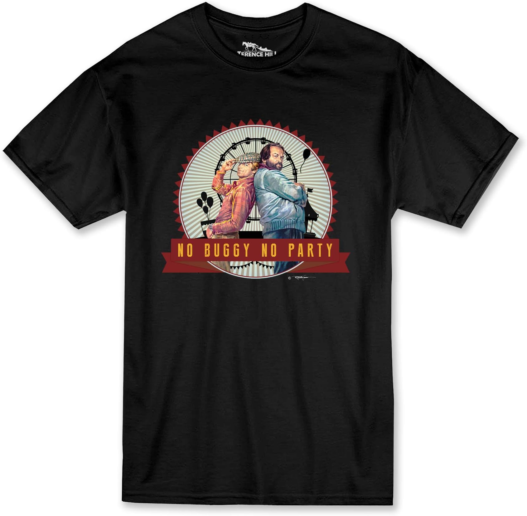 Terence HillBud Spencer T-Shirt - No Buggy No Party - Zwei wie Pech und Sulphur (Black) - Renato Casaro Edition
