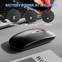Vista 7 de QIJIAYI Ratón silencioso inalámbrico recargable delgado - Tecnología inalámbrica y Bluetooth de 2.4 G - Modos de conexión flexibles a través