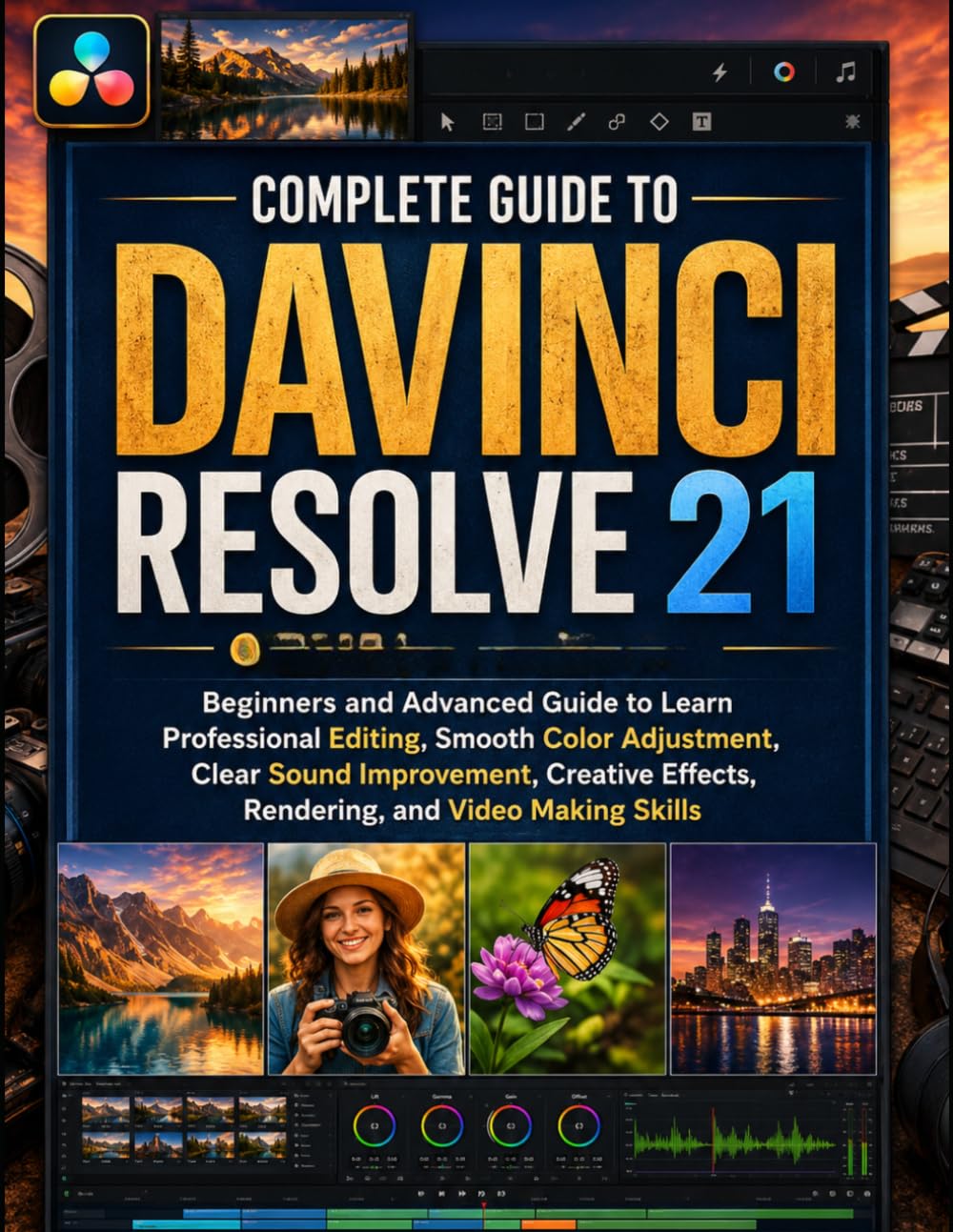 Complete Guide to DaVinci Resolve 21: Beginners and Advanced Guide to Learn Professional Editing, Smooth Color Adjustment, Clear Sound Improvement, Creative Effects, Rendering, and Video Making Skills
