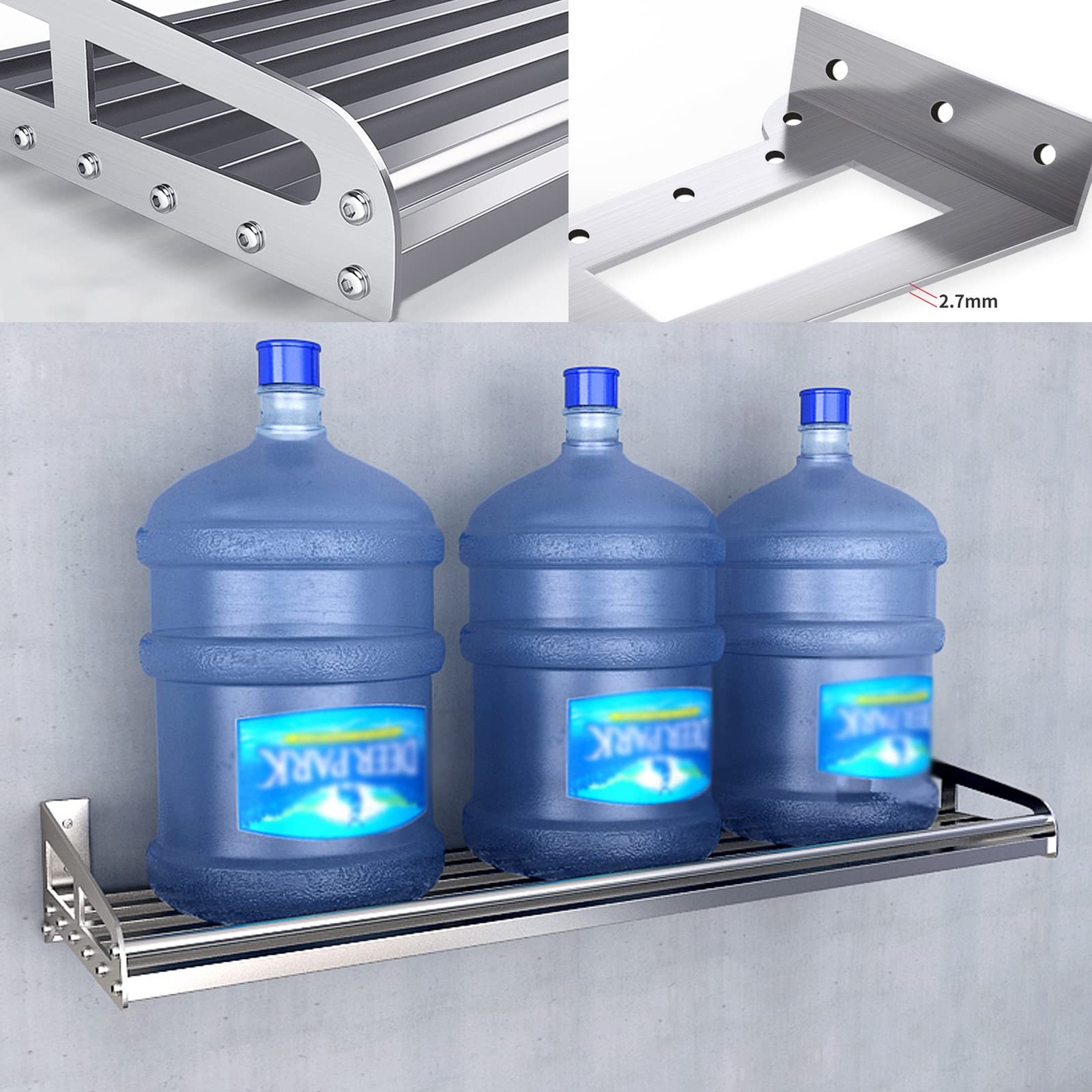 Wandmontage RVS Magnetron Plank Rack voor Keuken Badkamer Opslag Ruimtebesparend 100x38cm (16 Inch Diep) Verkrijgbaar in 60 150 cm Lengte