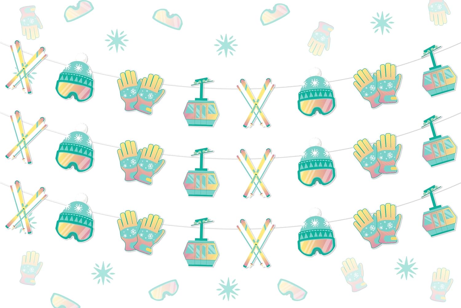 Ski Birthday Party Decorations 3PCS Winter Skiing Birthday Banner Bunting Winter Sports Bday Party Supplies for Kids and Adult Skiing Sports Theme Bday Party Supplies