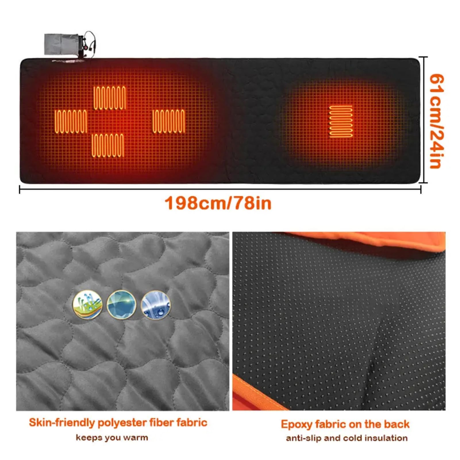 Forro para Saco De Dormir con Doble Calefacción, Almohadilla Térmica Eléctrica USB, Calentador para Acampar, Manta Calefactora Portátil para Clima Frío para Interiores Y Exteriores