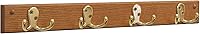 Vista 12 de Wooden Mallet, Latón, caoba 4 doble diente gancho carril/perchero