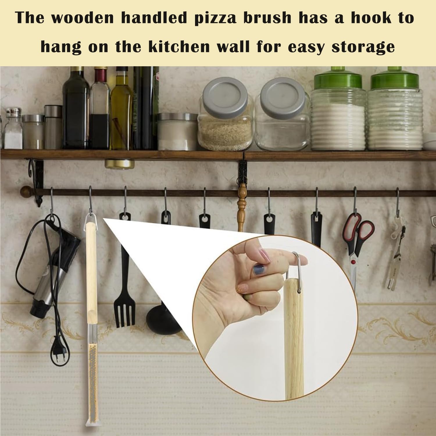Pizza-Ofen-Bürste, Pizzastein-Reinigungsbürste, Besen für Pizzaofen, Pizzastein Reinigungsbürste mit Schaber, Profi Pizzaofen-Bürste, zur Reinigung von Pizzaöfen, Gasgrills und Küchenöfen