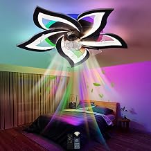 Ceiling Fans with Lights,Remote Control and App,Smart RGB Fan Light with Reversible and Timer,Modern Led Fan Lamp with 6 Speed and Silent,for Bedroom Living Room Office,Black
