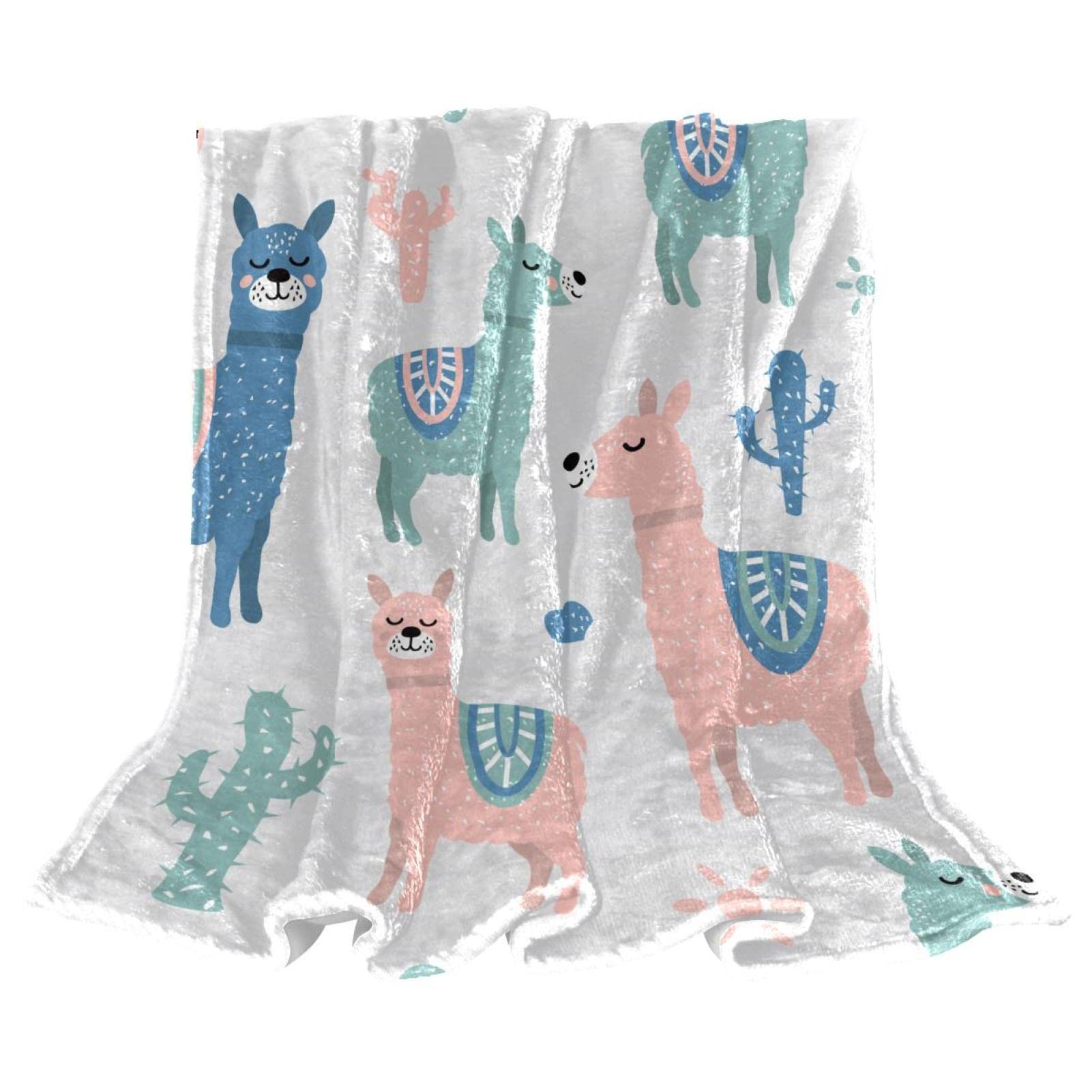 Couvre-lit cactus alpaga lama pour lit d'enfant douillet TBOUOBT