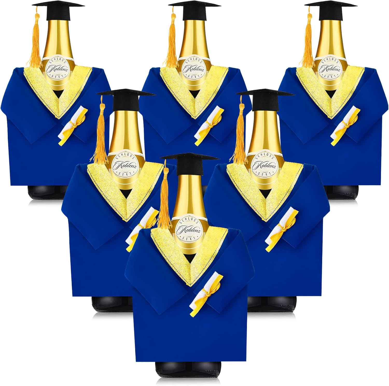 OurWarm 6 Pcs Graduation Wine Coat Bottle Covers Sets, Felt