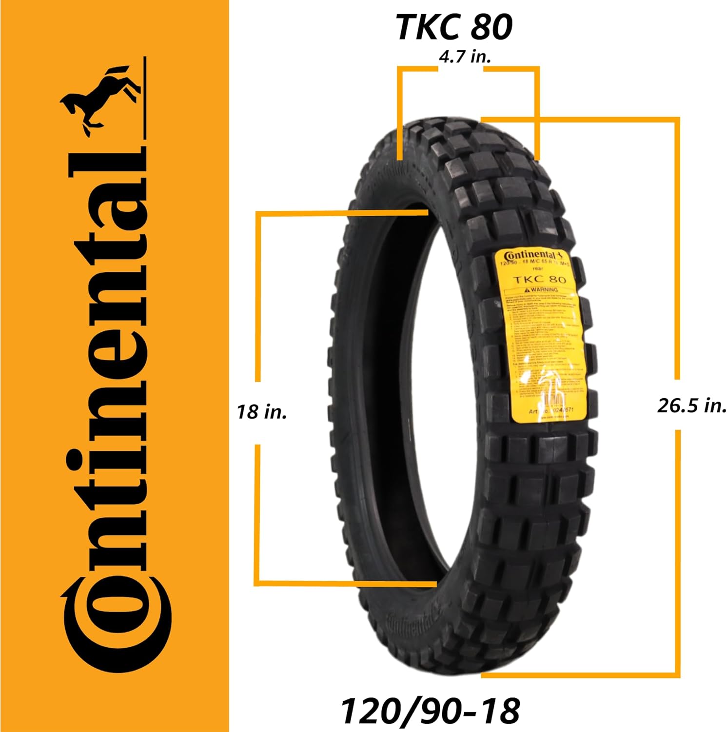 Continental TKC 80 Twinduro M+S Motorcycle Tire - Durable Off-Road & On-Road Motorcycle Tire for Adventure Touring (120/90-18)