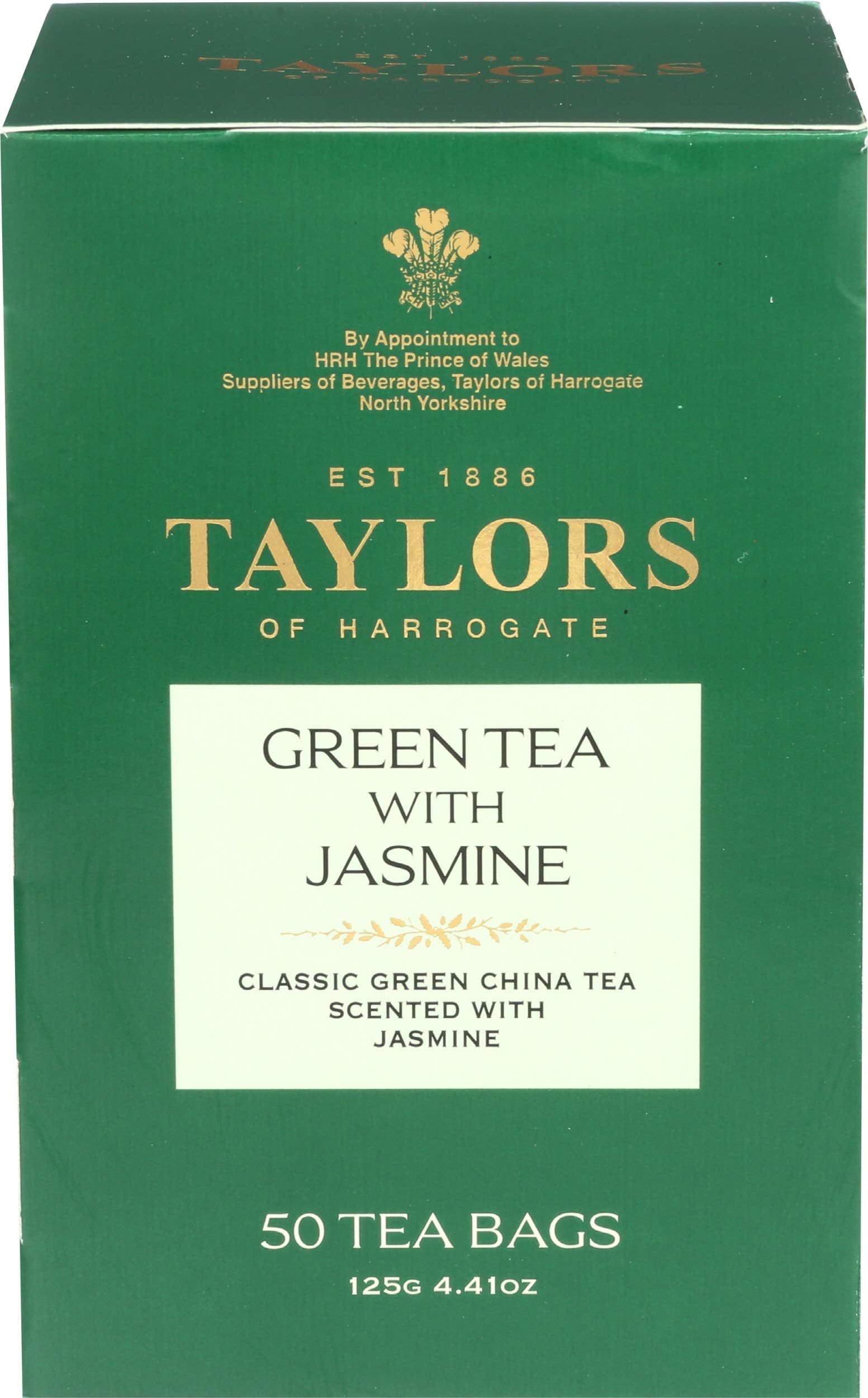 Taylors of Harrogate Green Tea with Jasmine, Pillow Tea Bags, 50 Count (Pack of 1), Delicate, Floral and Sweet, Caffeinated, Enjoy Hot or Iced, 50 Teabags