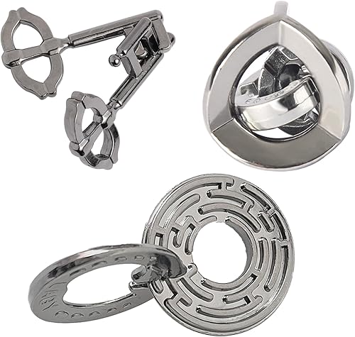 Rompecabezas de metal para niños y adultos, rompecabezas de 3 piezas, desbloqueo, rompecabezas entrelazados, prueba de lógica de inteligencia