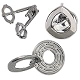 Metal Brain Teasers Puzzles 3PCS Unlock Interlocking Puzzles IQ Logic Test Disentanglement Educational Toy for Kids Adults