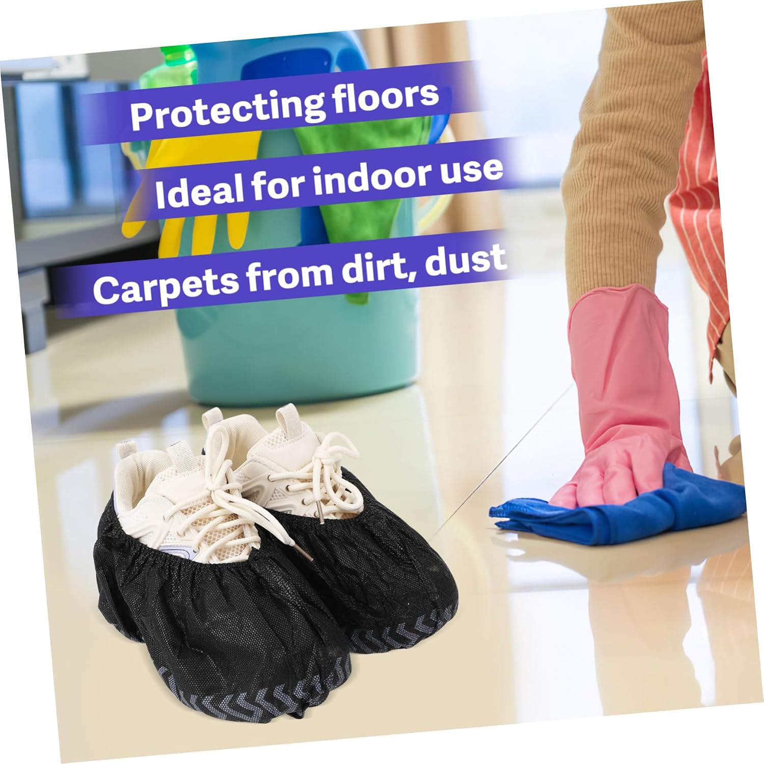 200pcs Non-woven Shoe Cover Boot Sleeves Reusable Foot Covers for Indoor Lab Healthcare Safety