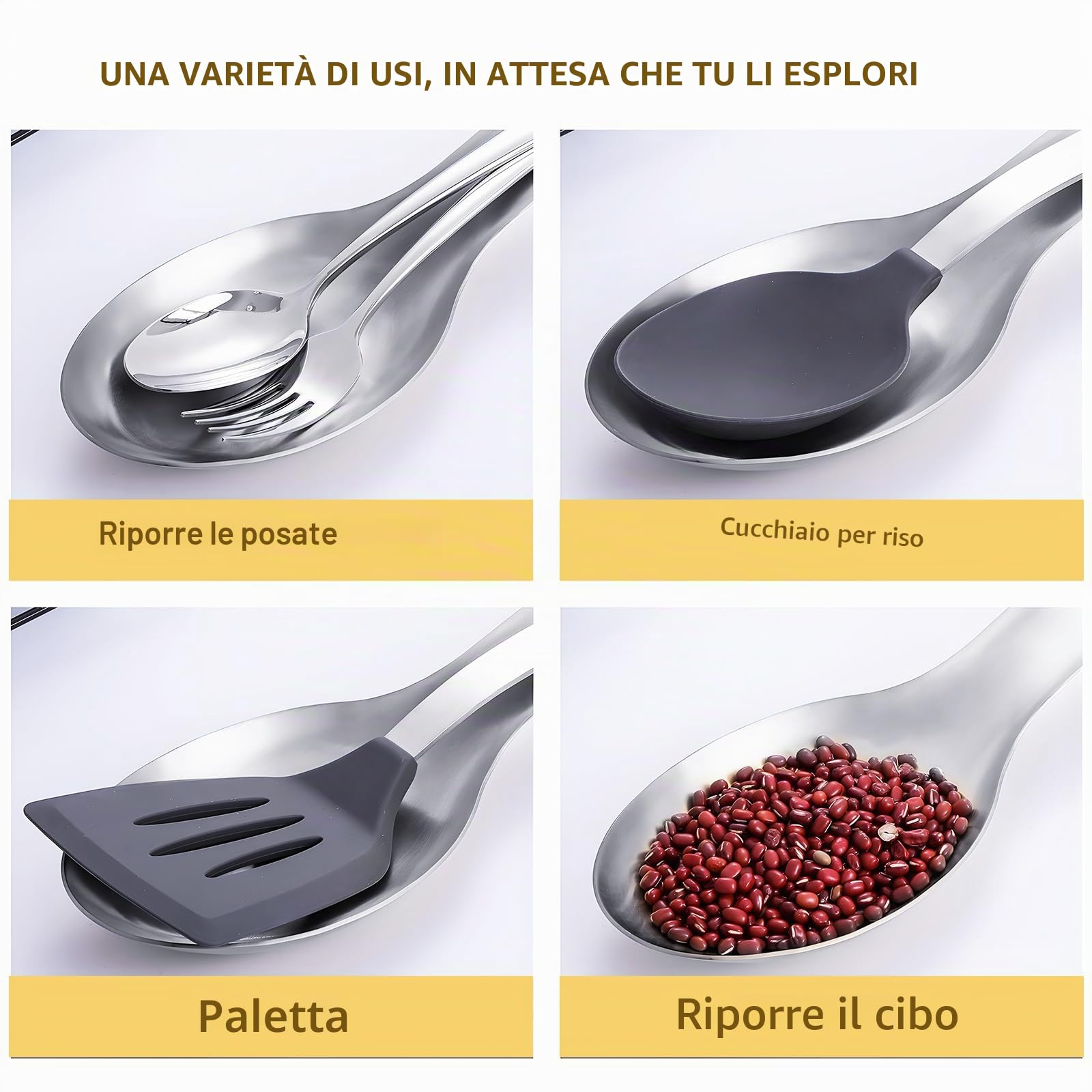 Poggia Cucchiaio In Acciaio Inossidabile,Porta Cucchiaio per Piano Cottura, porta utensili per piano cottura, resistente alla ruggine, di grandi dimensioni, lavabile in lavastoviglie, 26 x 9 cm