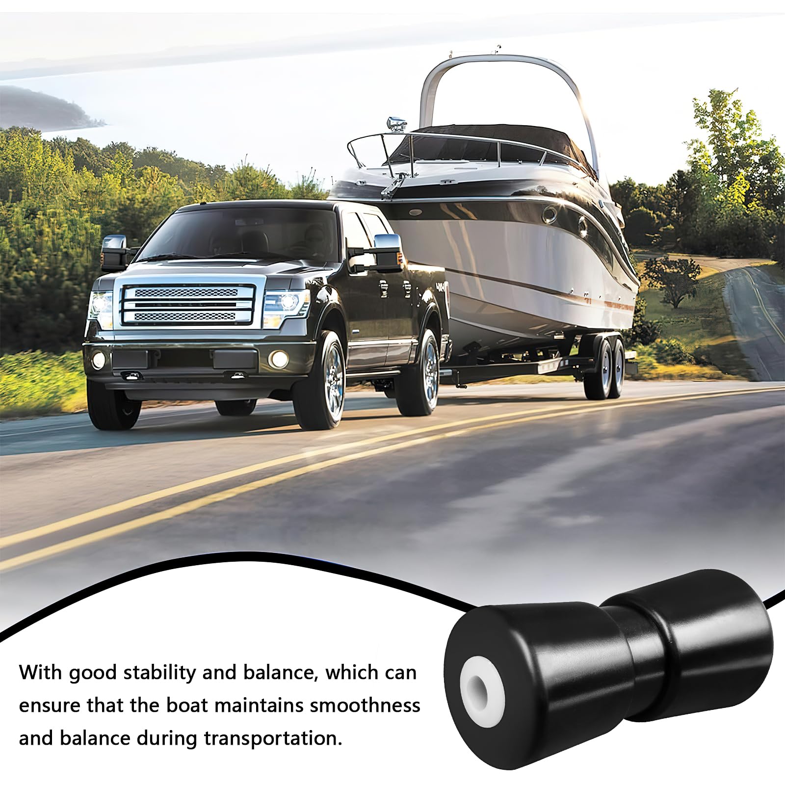 LYCN 4 Stück Schwerlast Bootstrailer Rollen, 19 cm Bootstrailer Kielrollen aus Gummi, Bugrollen für Bootsanhänger, Ersatzteile Trailerrollen Zubehör (Schwarz)