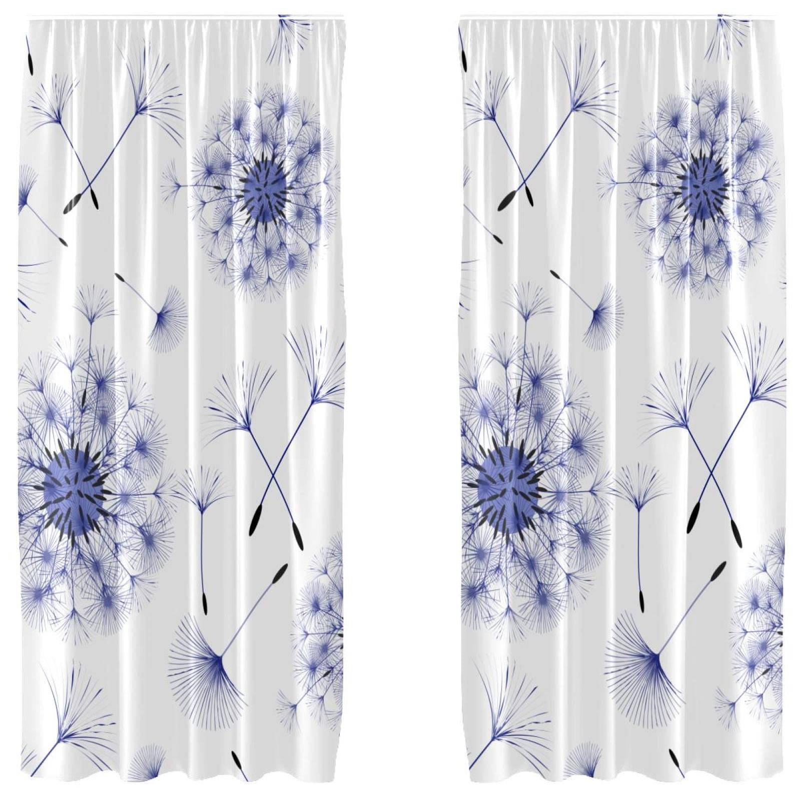 Cortinas moradas decorativas de 55x84 pulgadas: paneles florales para salón y habitación