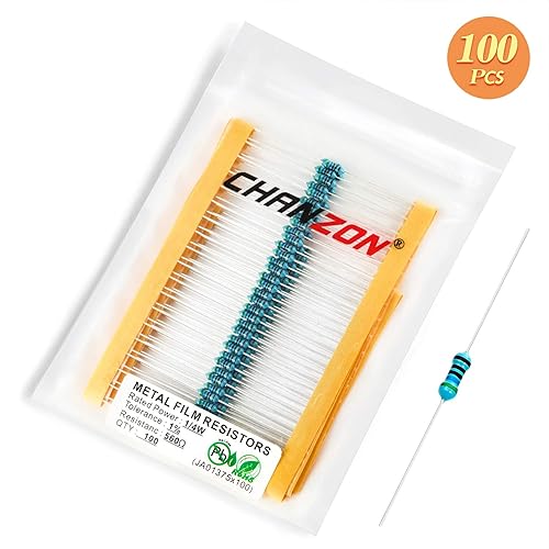 Vista 621 de Chanzon 100pcs 1/4W (0.25W) 33K Ω ohmios Resistencia fija de película metálica 0.01 ±1% Tolerancia 33KR MF Resistencias de orificio pasante