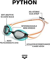 Vista 93 de ARENA Gafas de natación unisex Python Racing para hombres y mujeres, antivaho, sin fugas, máxima comodidad, doble correa, lente con espejo/sin espejo