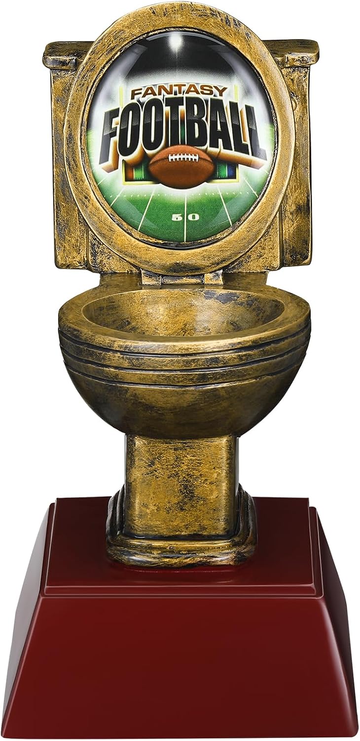 Fantasy Football Toilet Trophy for Last Place, Gold Toilet Bowl Loser Trophy Funny Football League Loser Award Gag Gift for League Punishment, 6.3 Inch Tall