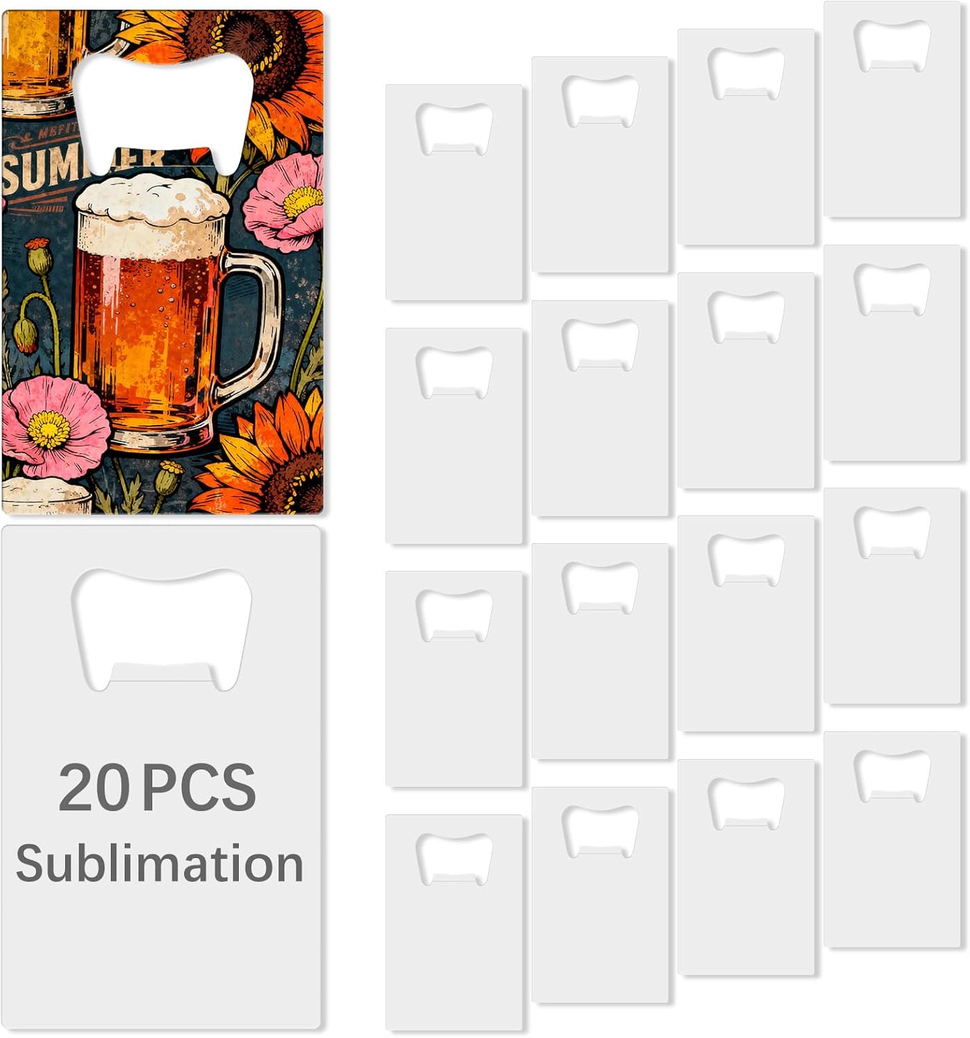 20 Pcs Sublimation Bottle Opener Blanks,White Stainless Steel Beer Opener,Credit Card Size, 2.09x3.35 Inch,Perfect Presents for Christmas, Wedding, Father's Day,Suitable for Bar, Kitchen, Restaurant