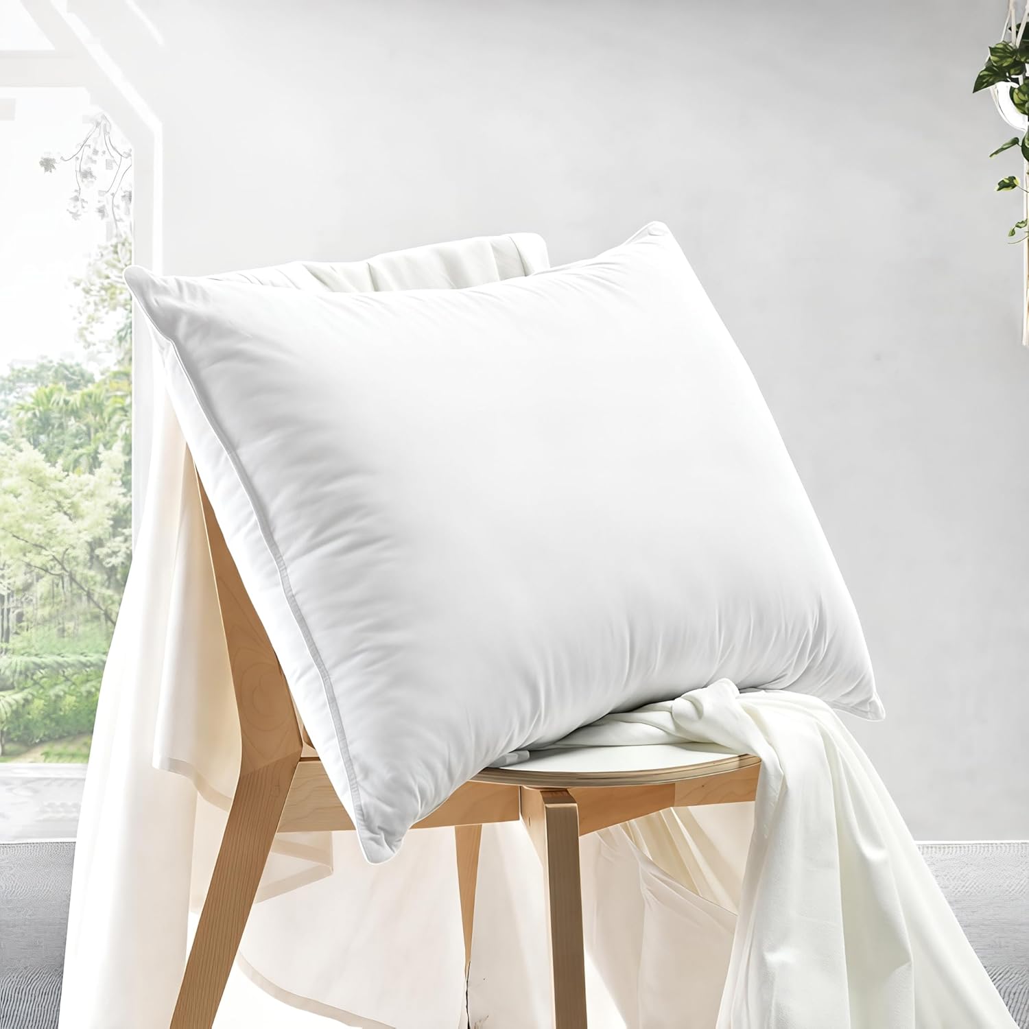 Bed Pillows Queen Size, Feathers Down Pillow for Sleeping(20”x28”)