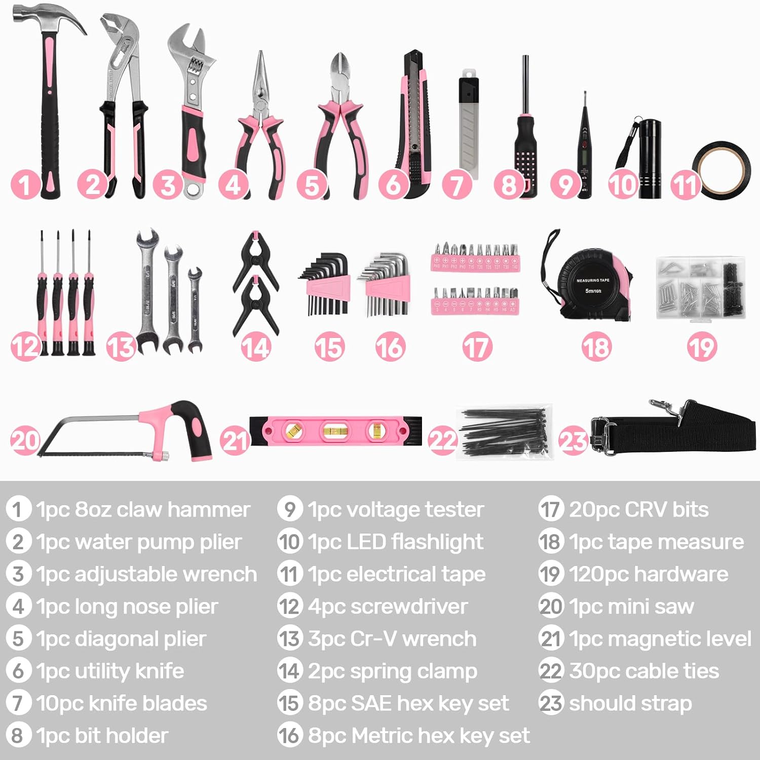 Tool Kit,220 Pcs Tool Kits for Home with Tool Storage Bag, Tools Set for Beginner,Includes Spanner, Hammer, DIY Tools Kits for Garden/Office/House Repair 4 71OXvujh0SL. AC SL1500