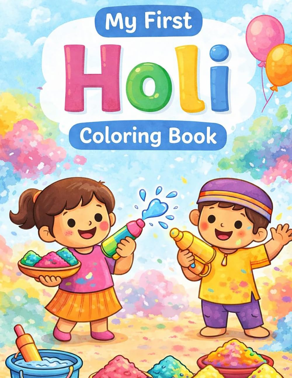 Holi Fun Coloring Book for Kids: A Joyful Festival of Colors Coloring Book for Ages 4–8