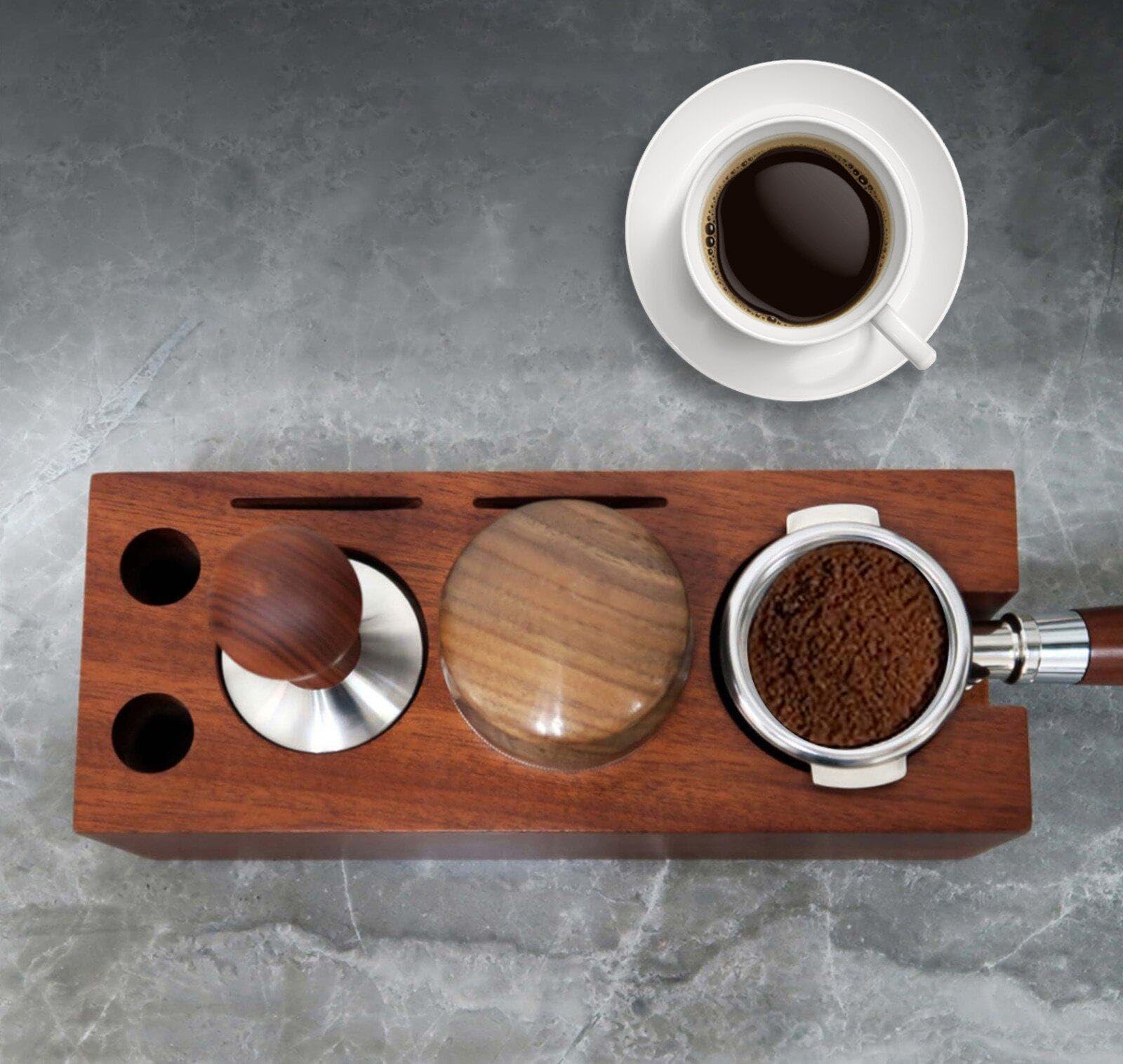 Espressotamper-Station für Baristas 58-mm-Portafilter-Tamperhalterung Einstellbare Espressotampingmatte Ständer Kaffeezubehör