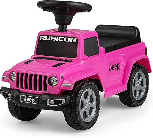 OLAKIDS Auto de empuje para montar en Jeep con licencia de pie a suelo con sonido del motor, bocina, almacenamiento debajo del asiento, juguete de