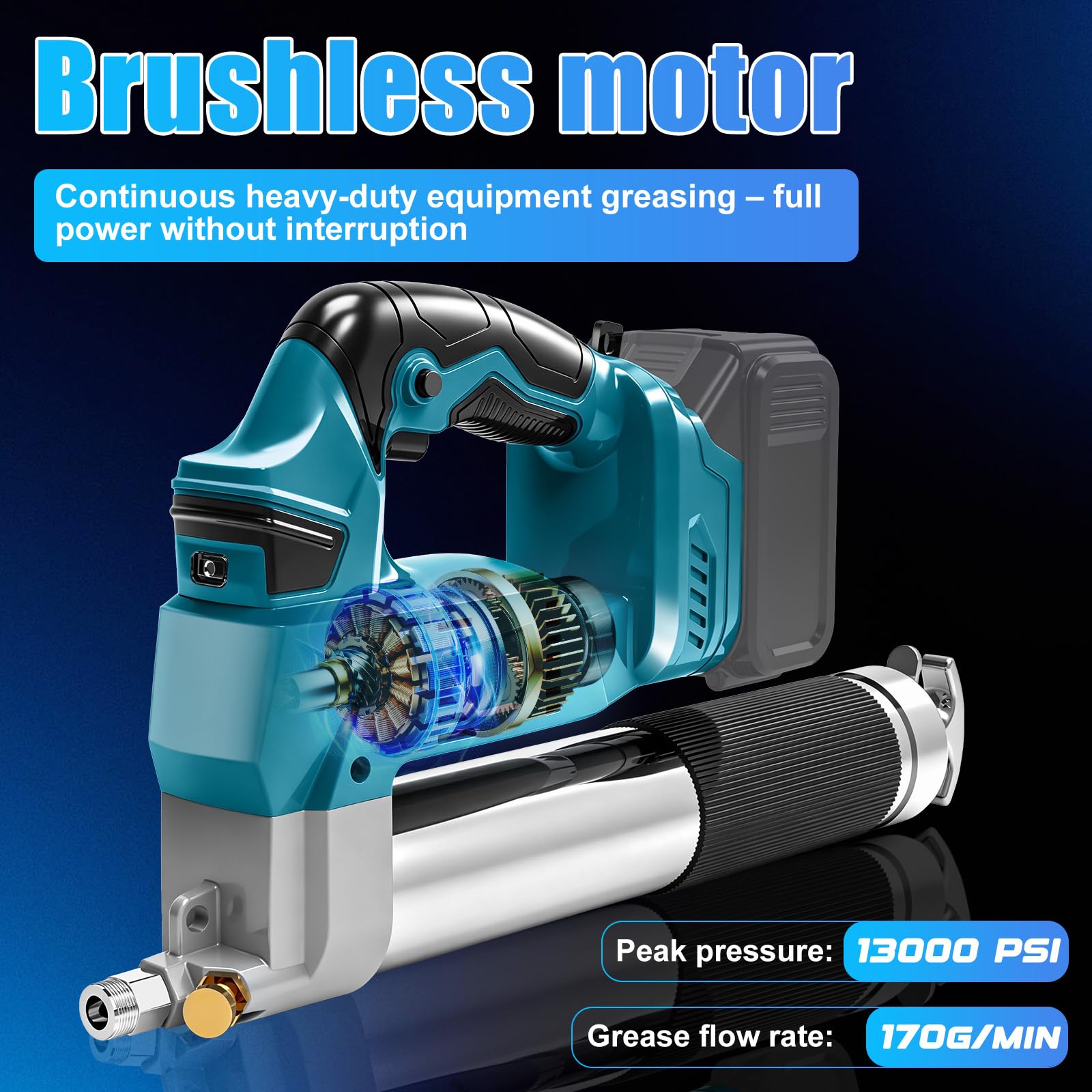 Akku Fettpresse Kompatibel Mit Makita 18V, 170 G/min,6000–13000 Psi
