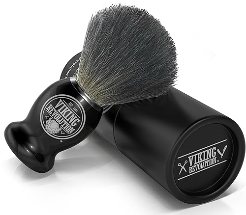 Miniatura 4 de Viking Revolution Brocha de afeitar de pelo de tejón, cepillo de afeitado para afeitado húmedo con crema de afeitar y jabón, el mejor afeitado de tu