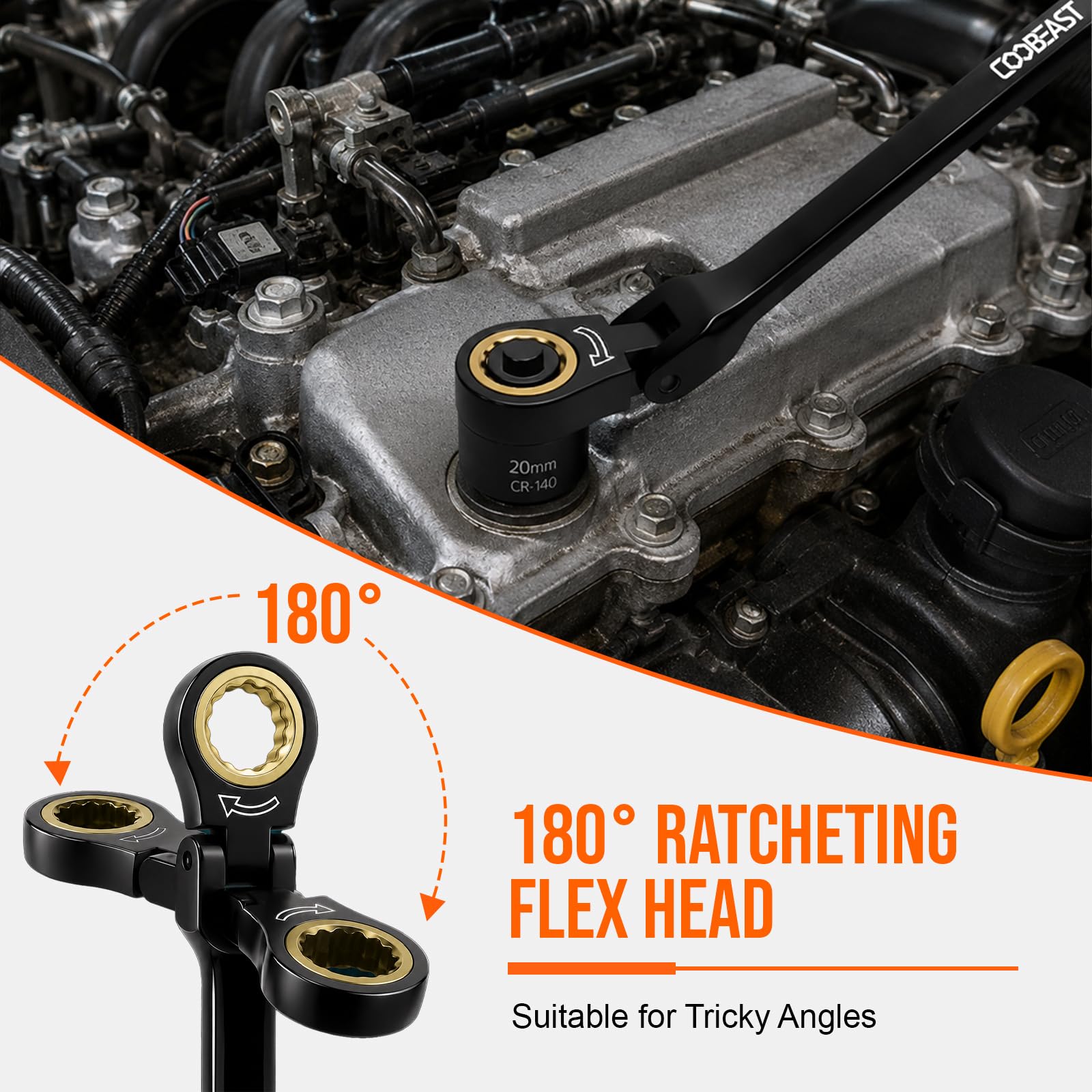 Coobeast 19-in-1 Flex Head Ratchet Wrench Set -7 Coobeast 19-in-1 Flex Head Ratchet Wrench Set -7