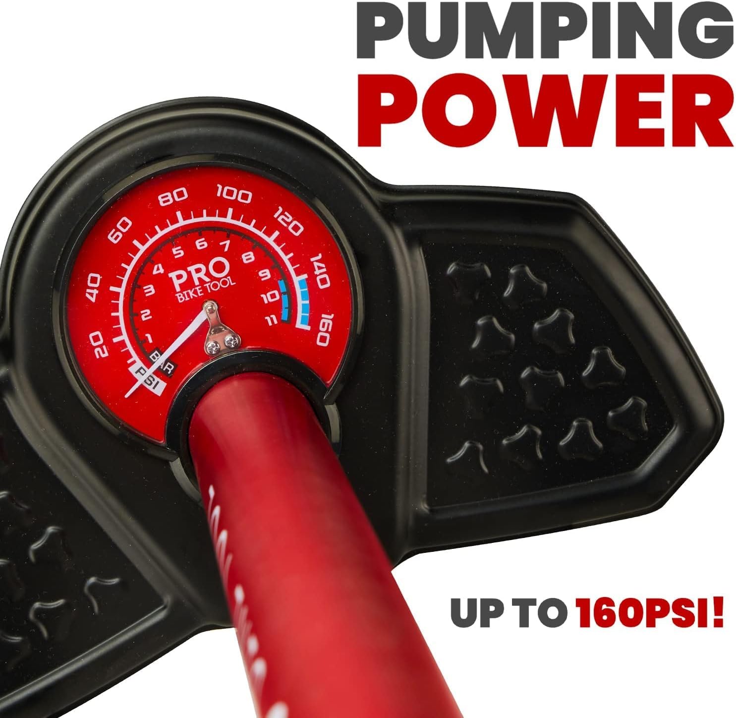 PRO BIKE TOOL Bike Floor Pump - Bicycle Pump with Gauge up to 160 PSI / 11 Bar Pressure, Portable Air Pump for Bicycle Tires (Presta & Schrader Valve), MTB and Road Bike, Ball Pump for Basketball : Patio, Lawn & Garden