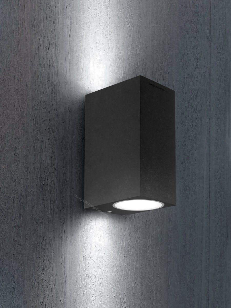 Long Life Lamp Company Modern Rectangular Up Down Matt Black Outdoor Wall Light Fixture GU10 ZLC061B - Image 2