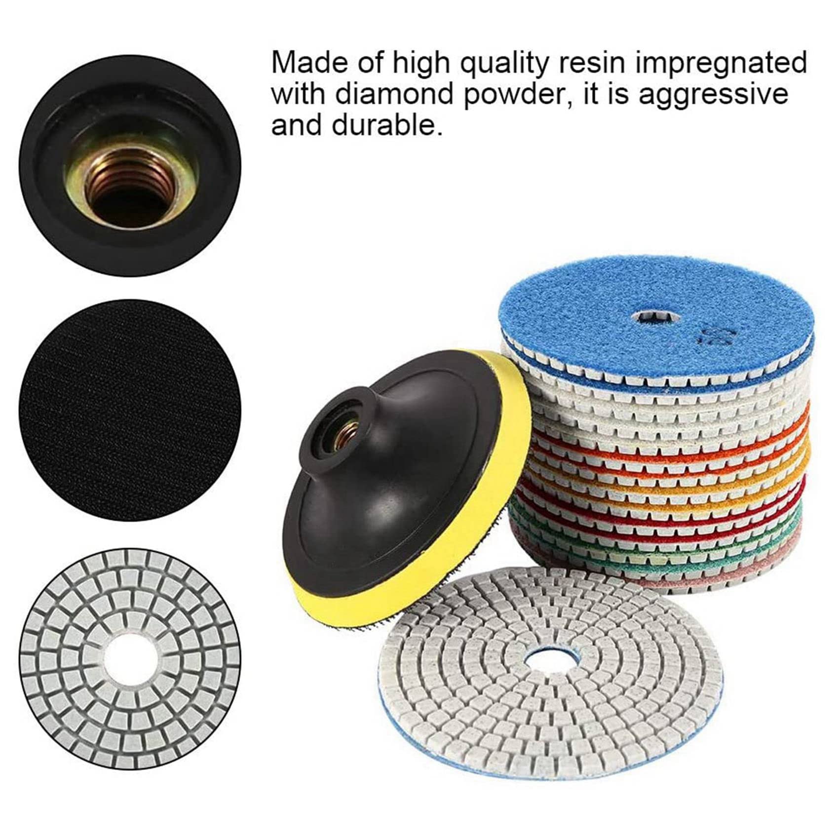 Juego de Almohadillas de Pulido de Diamante de 60 Piezas de 4 Pulgadas 100 mm HúMedo/Seco