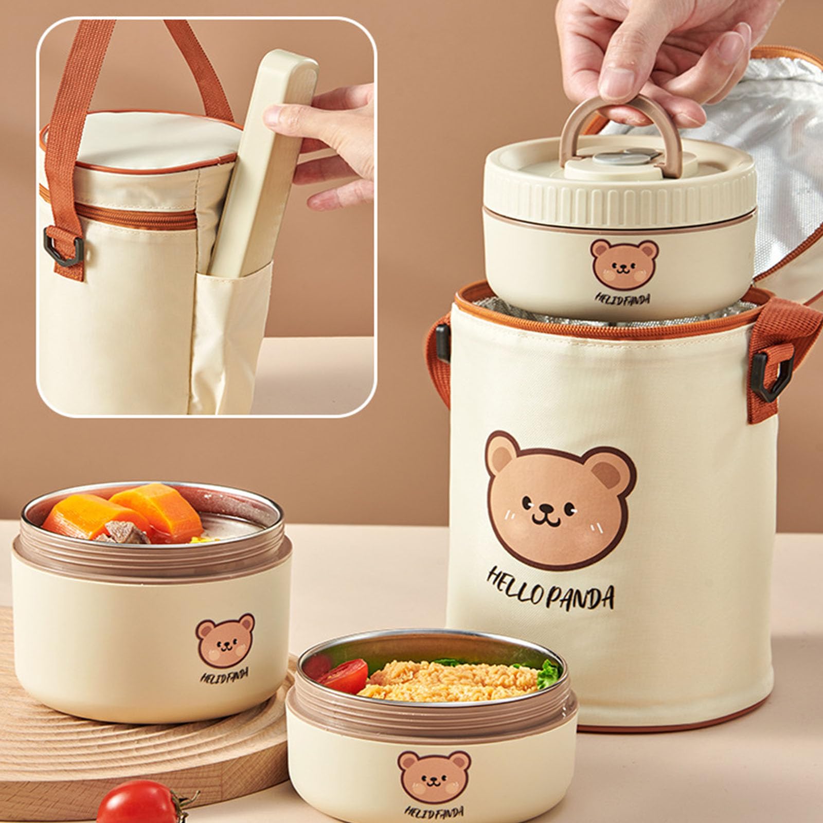 Práctica fiambrera aislada de acero inoxidable con diseño de doble capa para mantener el calor estable y fresco comida de viaje