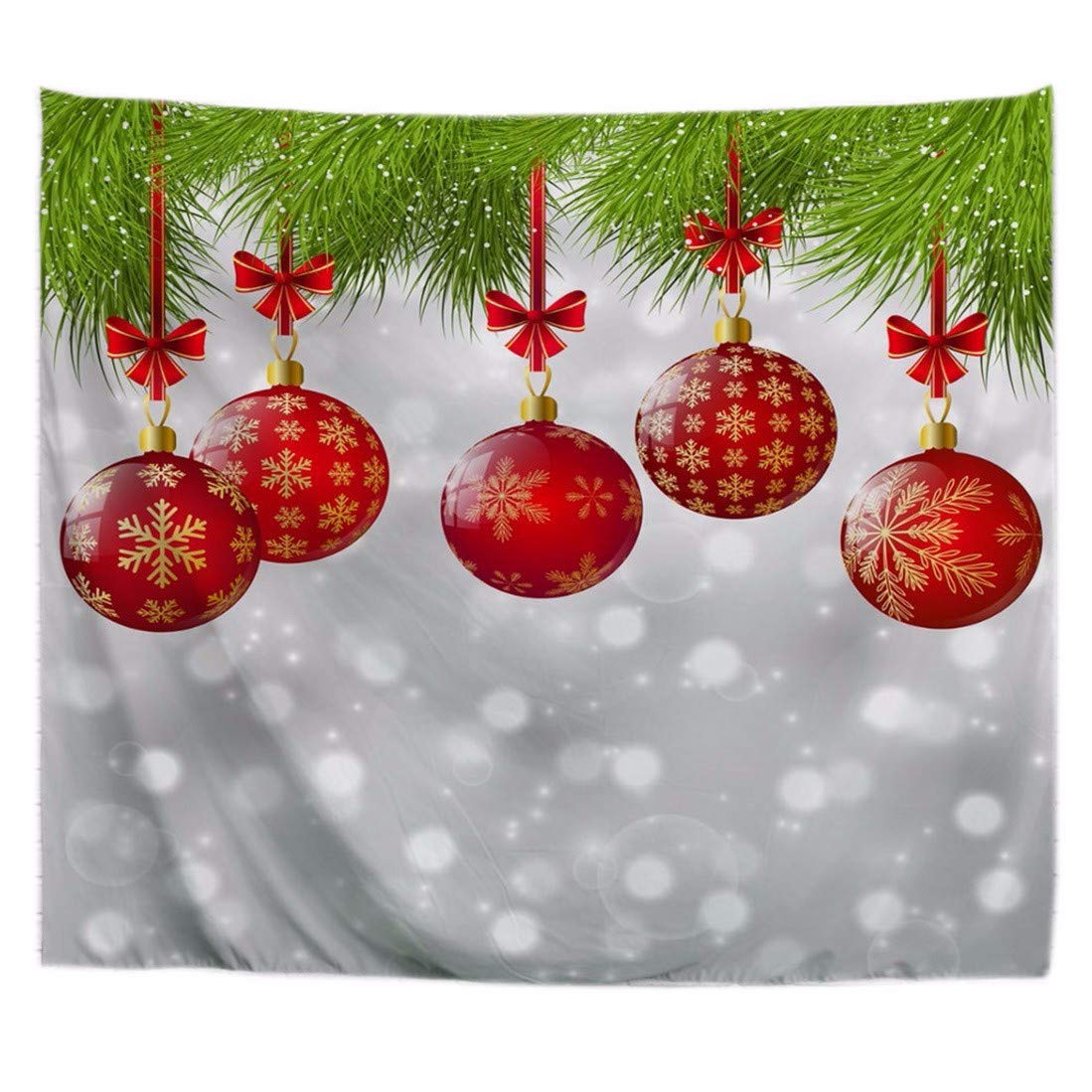 A.Monamour Pine Tree Ornaments Round Dangle Balls Bokeh Backgrounds Printed Fabric Tapestry Wall Hanging Bedspreads Decorations For Home
