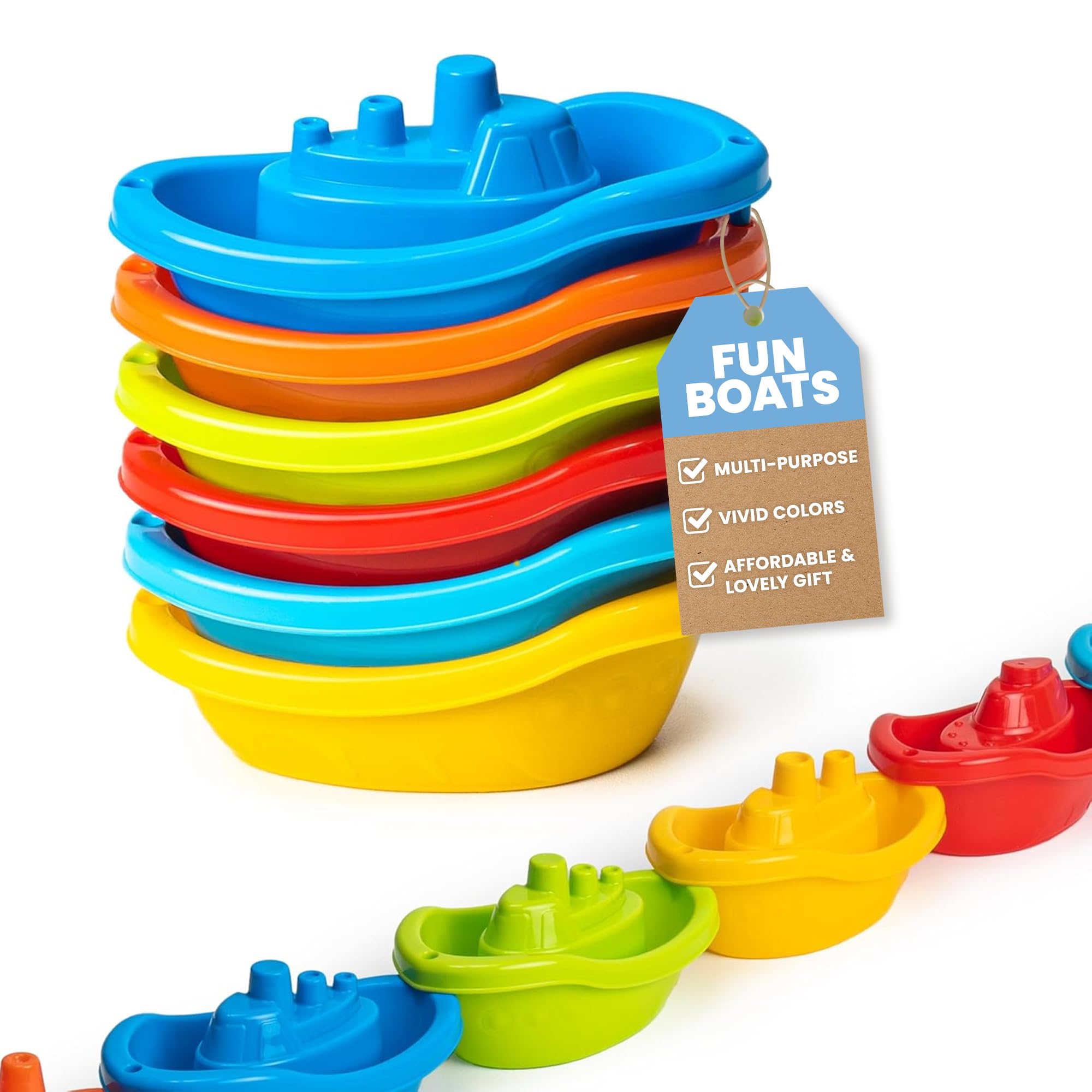 uToyz Stackable Toy Boat - 6pcs Educational Water Toys for Toddlers 1-3, Baby Pool Essentials, Baby Bath Toys for Kids Ages 1-3 & Toddler Pool Toy for 1 Year Old & Up, Fun Accessories for Bathtime