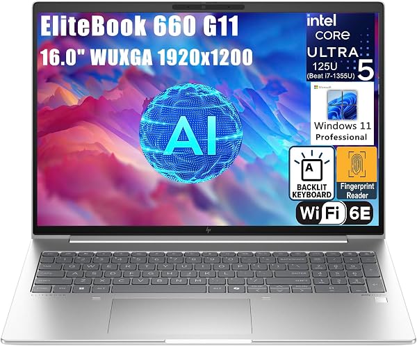 HP Elitebook 660 G11 16 FHD+ Business Laptop Computer, Intel 12-Core Ultra 5 125U (Beat i7-1355U), 32GB DDR5 RAM, 1TB PC