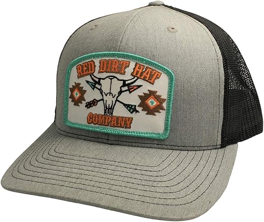Red Dirt Hat Company Bucking Buffalo Silver Black Mesh Snapback Trucker Patch
