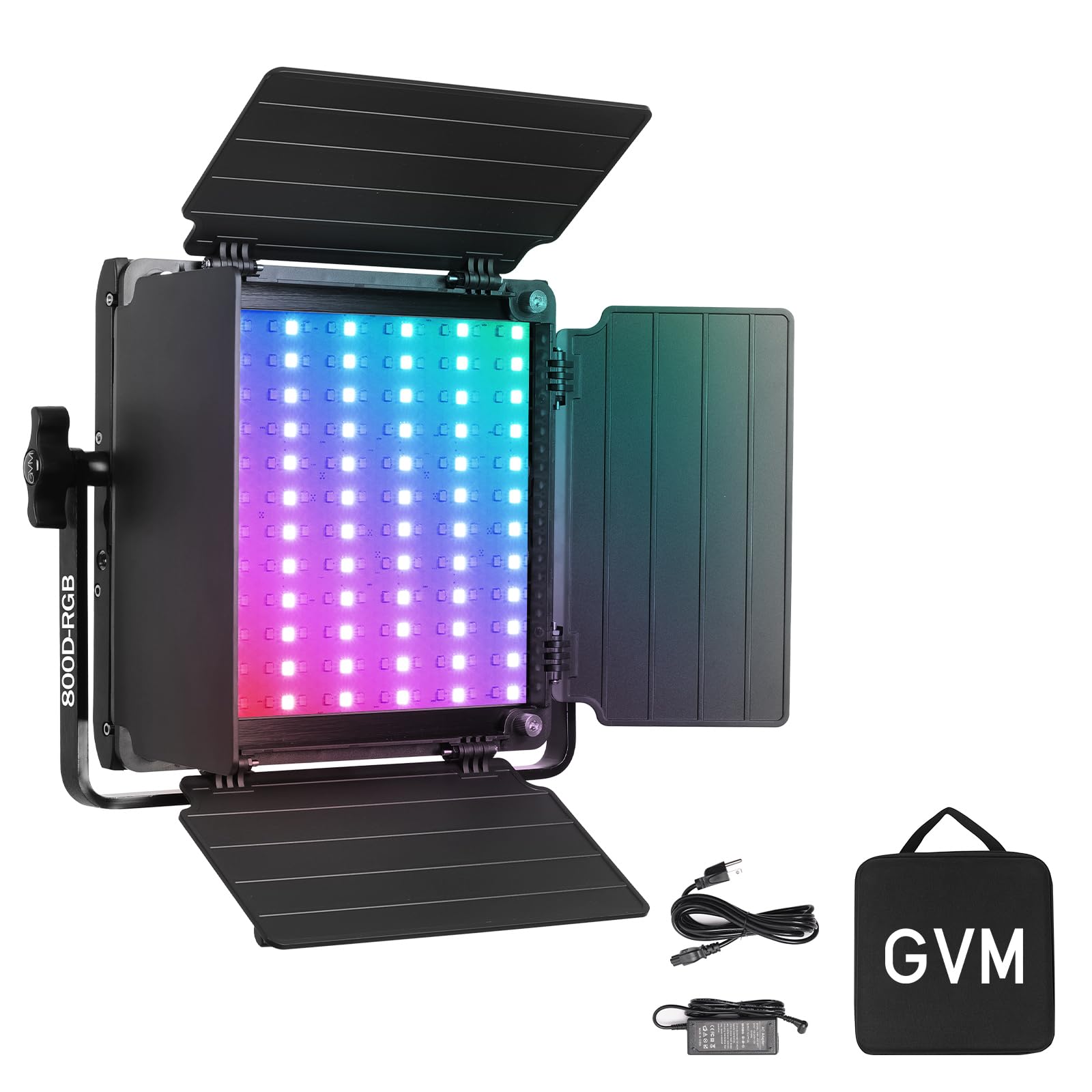 GVM - Panneau Lumineux LED - 800D RVB - avec contrôle par Application - 3200 K-5600 K - 18 Effets de lumière - pour vidéo, Youtube, Film, conférence, Streaming - CRI97+