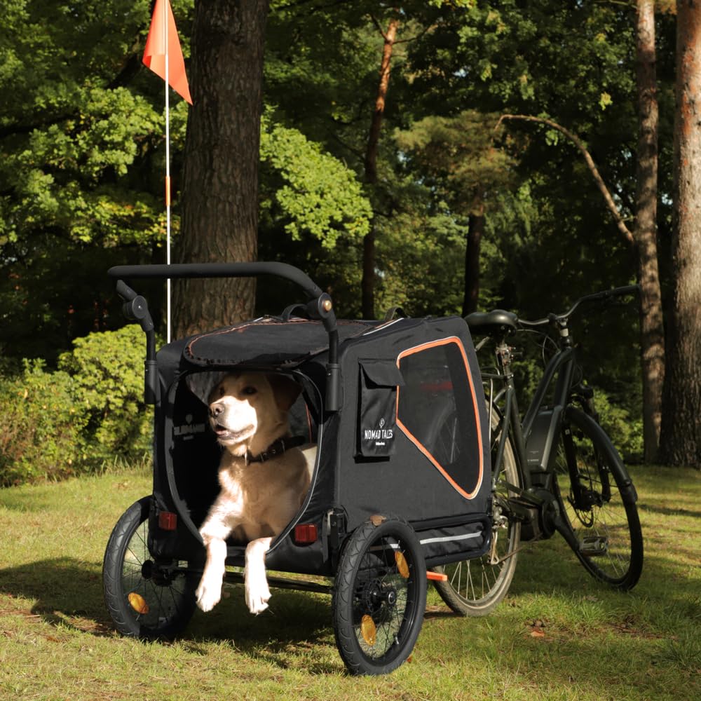 Fahrradanhänger & Jogger für Hunde bis 45 KG | 2 in 1 | Große Fenster & gepolsterte Liegematte | Maße: ca. L88 x B72 x H102 cm
