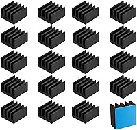 Easycargo 20-Pack 9x9x5mm Mini Aluminum Heatsinks with 3M 8810 Thermal Adhesive Tape - Cool VRM, GPU, MOSFET, Stepper Drivers