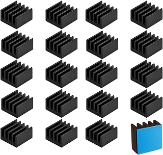 Easycargo 20-Pack 9x9x5mm Mini Aluminum Heatsinks with 3M 8810 Thermal Adhesive Tape - Cool VRM, GPU, MOSFET, Stepper Drivers