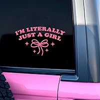Cute 'I'm Literally Just a Girl' Pink Bow Car Decal - Waterproof Vinyl Bumper Sticker 8 Inches, Funny Affirmation Gift