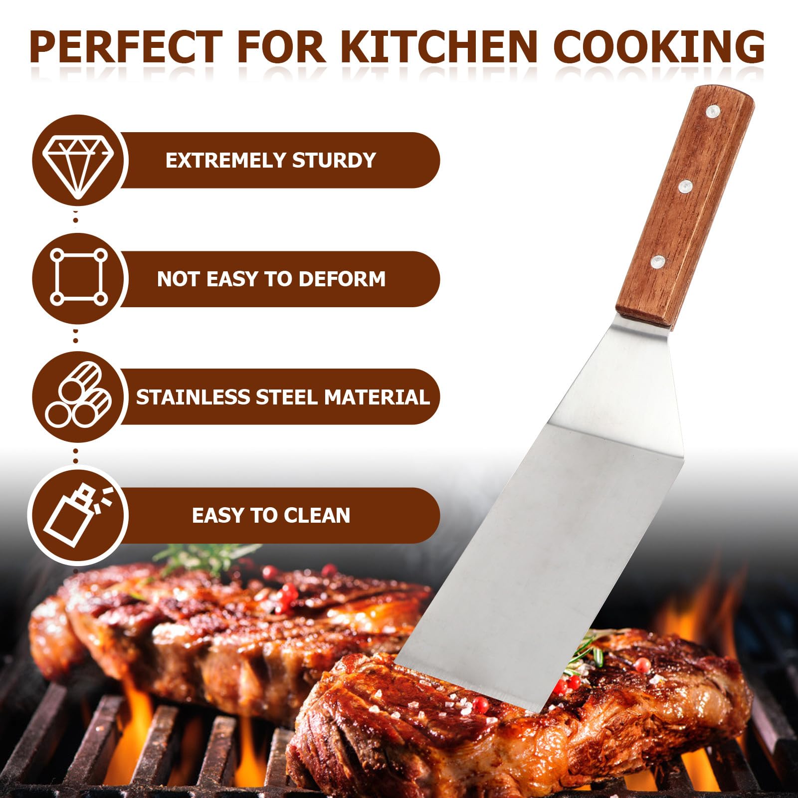 Abaodam Juego de Utensilios para Barbacoa de Acero Inoxidable 9 Piezas, Herramientas para Asar al Aire Libre, Accesorios Resistentes para Cocina y Parrilla, Uso Profesional y Doméstico